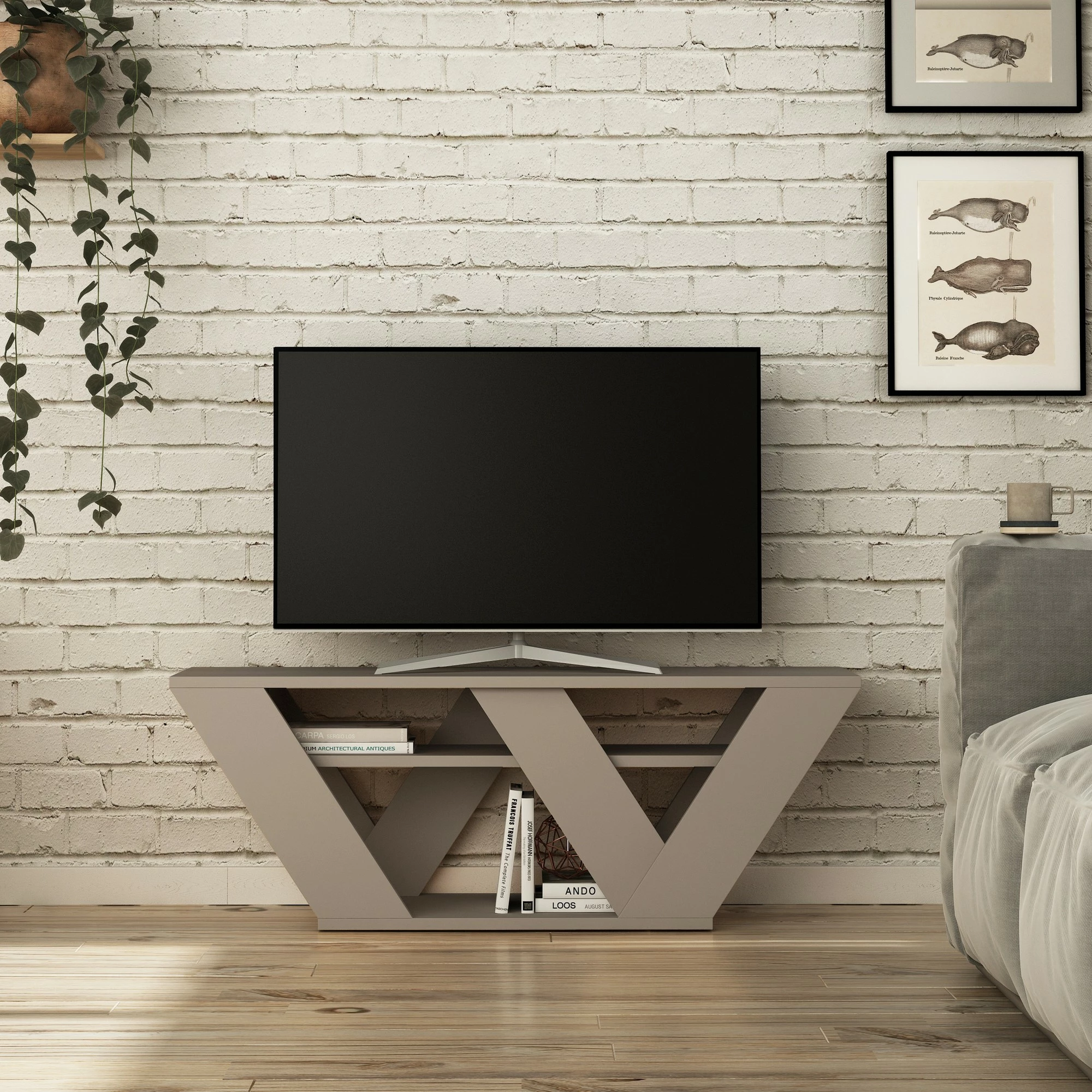 Komodë TV Skye Decor, ngjyrë mocha e çelët, Pipralla