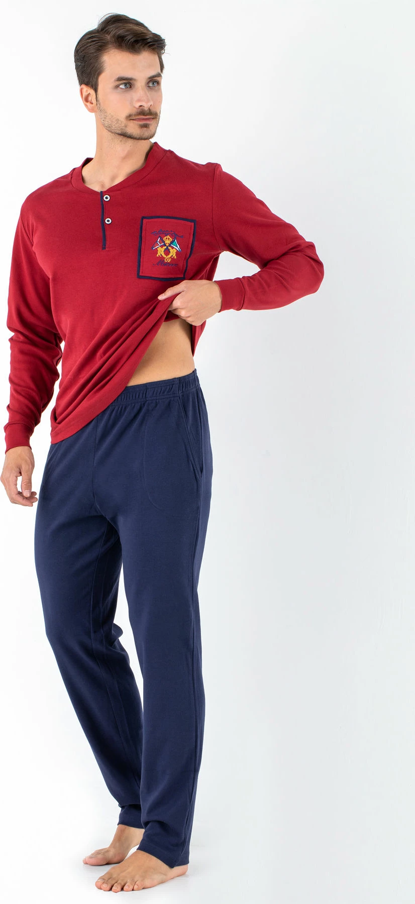 Set pizhamash për burra, ngjyrë e kuqe Claret, Jumeon, 256-020530, XXL