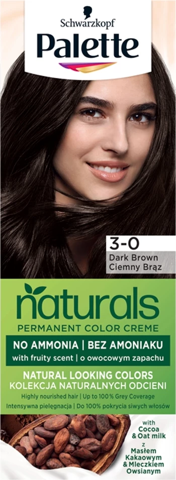 Ngjyrë për flokë Palette Naturals Color Creme 800/3-0 për femra Kafe e errët