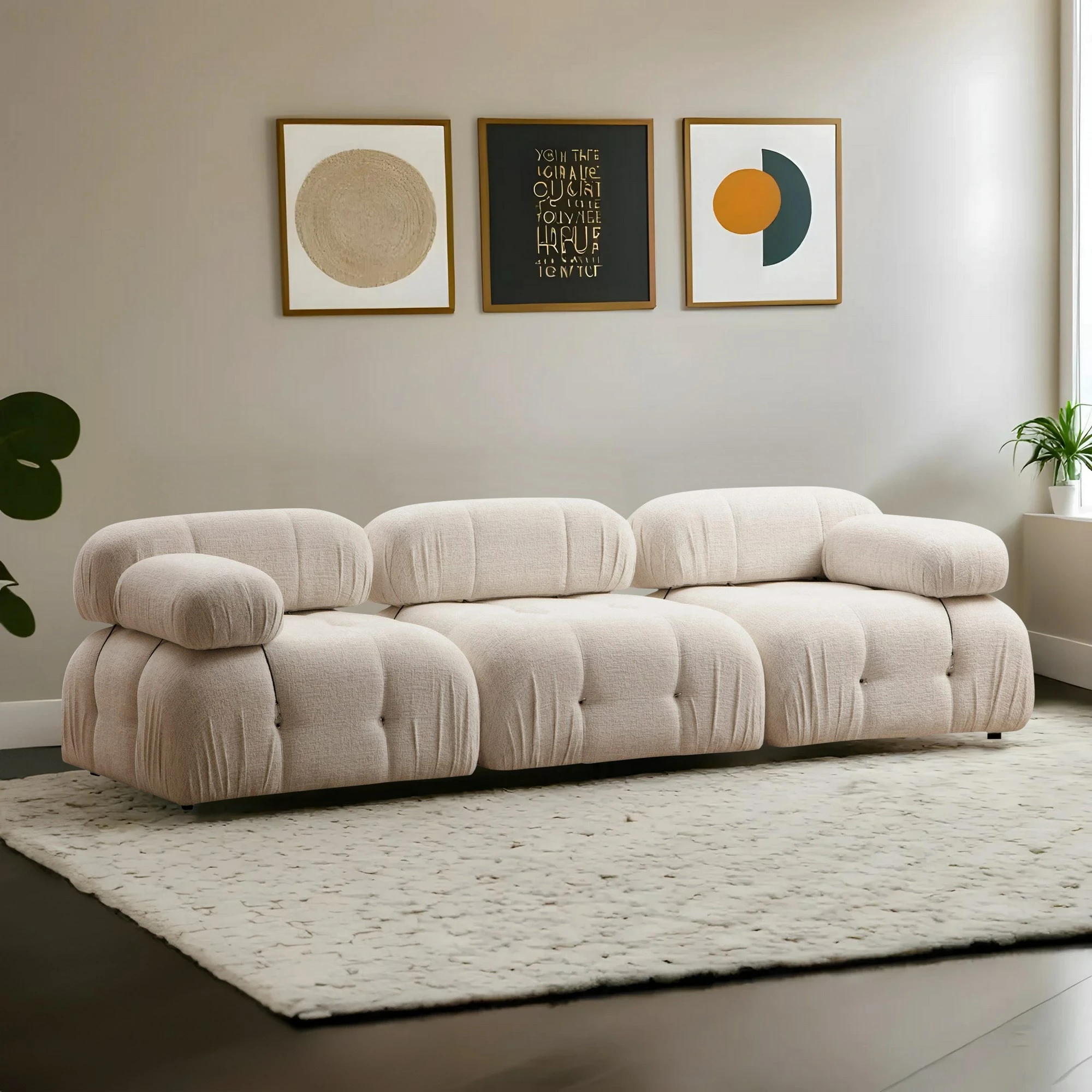 Kauç 3 vendësh Bubble, krem, Atelier del Sofa