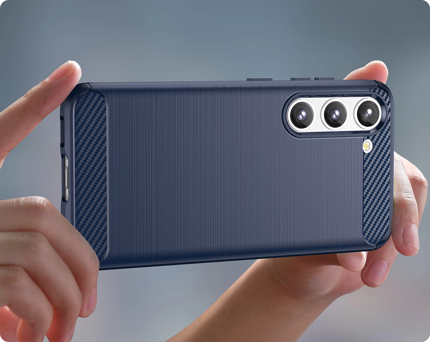 Mbështjellës Hurtel Carbon Case për Samsung Galaxy S23+, TPU, Blu