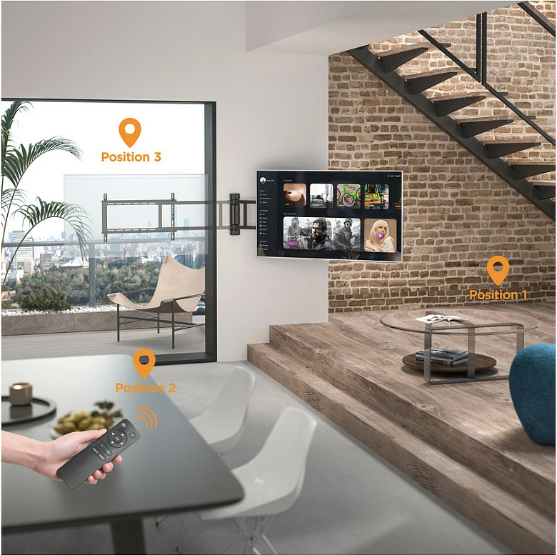 Mbajtëse muri për TV Equip, motorike, 32"-75", VESA 600x400, 50 kg, e zezë