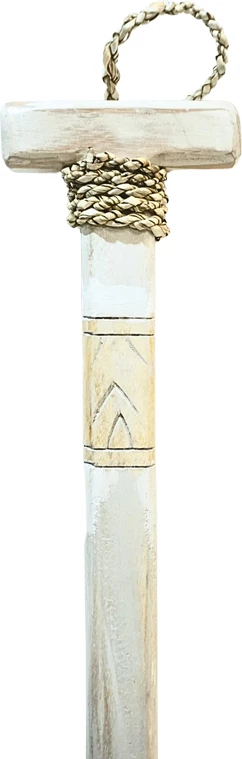 Dekor lopatë muri Boon, dru mahagoni, ngjyrë e bardhë-natyrale, 20x3x120cm