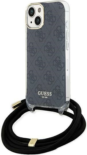 Mbështjellës Guess Crossbody Cord 4G Print për iPhone 15/14/13, i zi