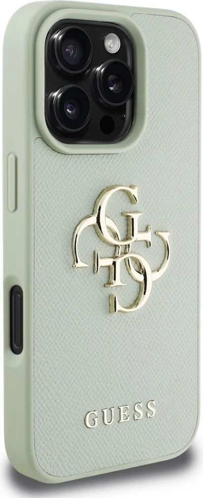 Mbështjellës Guess Grained Big 4G Logo Small Classic Logo për iPhone 16 Pro, Gjelbër
