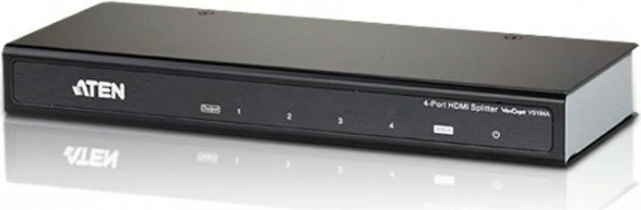 Ndarës HDMI 4-porte 4K, ATEN VS184A, 1 hyrje / 4 dalje, HDCP, Black/Steel, me kabllo HDMI dhe adapter
