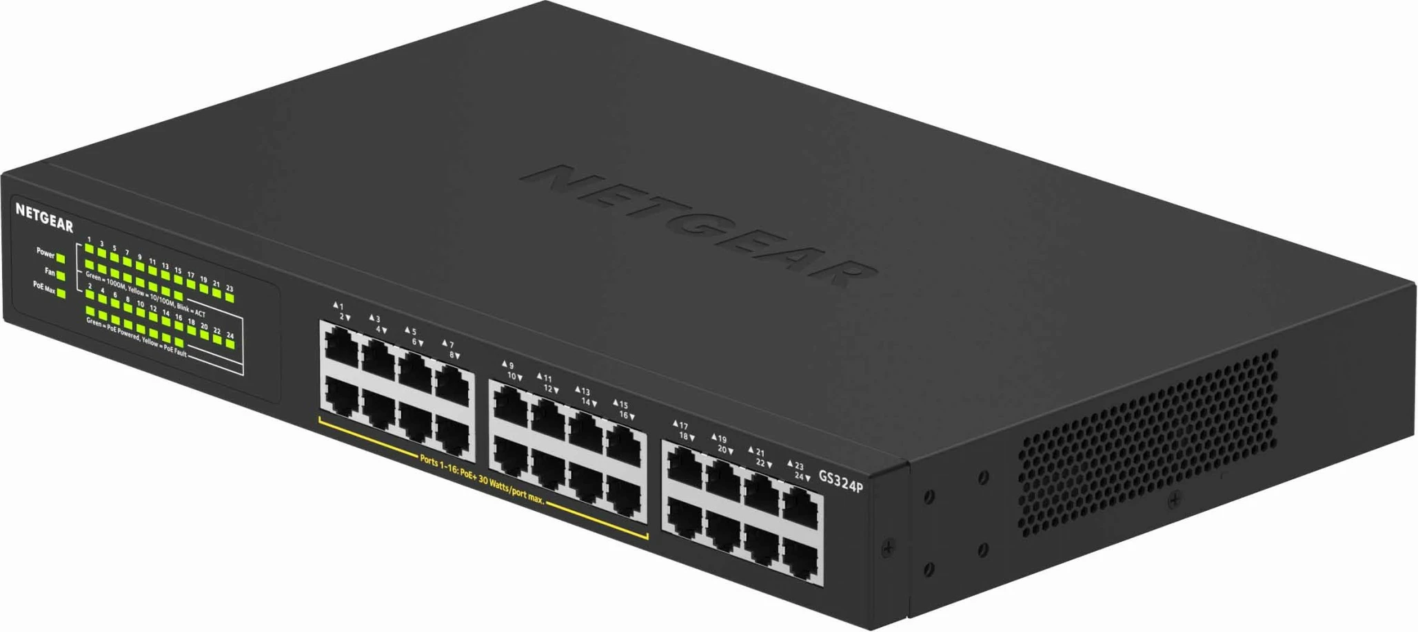 Switch NETGEAR GS324P, Gigabit Ethernet, PoE, 24 porte, 1U
