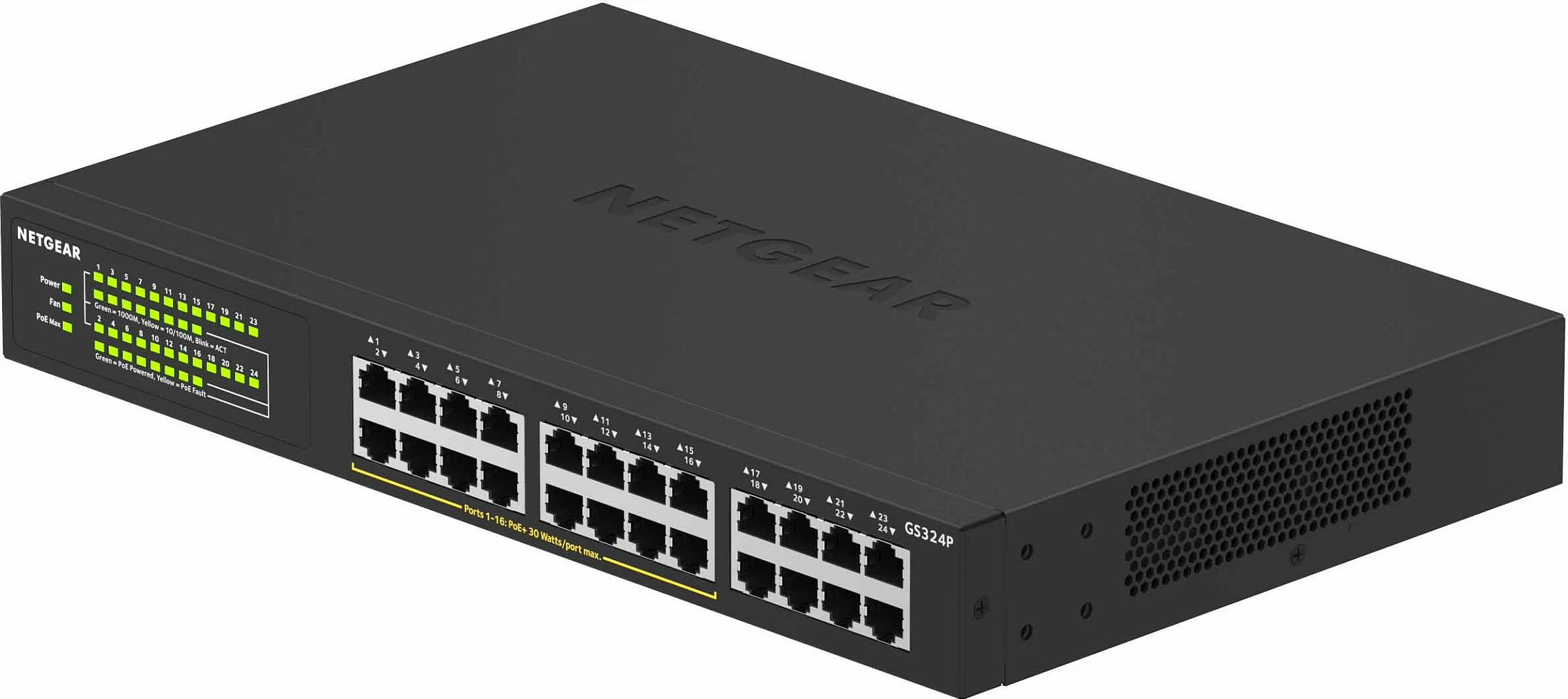 Switch NETGEAR GS324P, Gigabit Ethernet, PoE, 24 porte, 1U