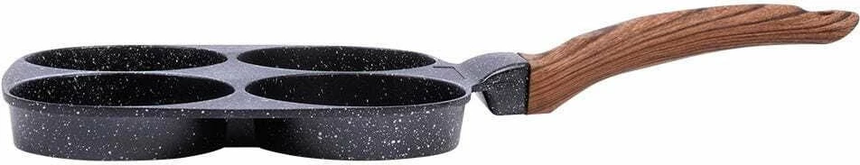 Tigan për vezë Vilde Black&Wood 199009 19 cm, 4 vrima, veshje granite non-stick, i zi