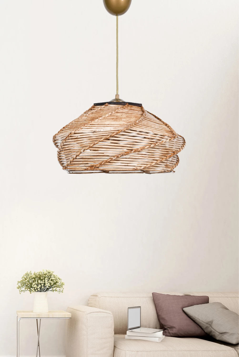 Llambë varëse për tavan, bambu dhe dru, FH7365.01, 36x36x65 cm