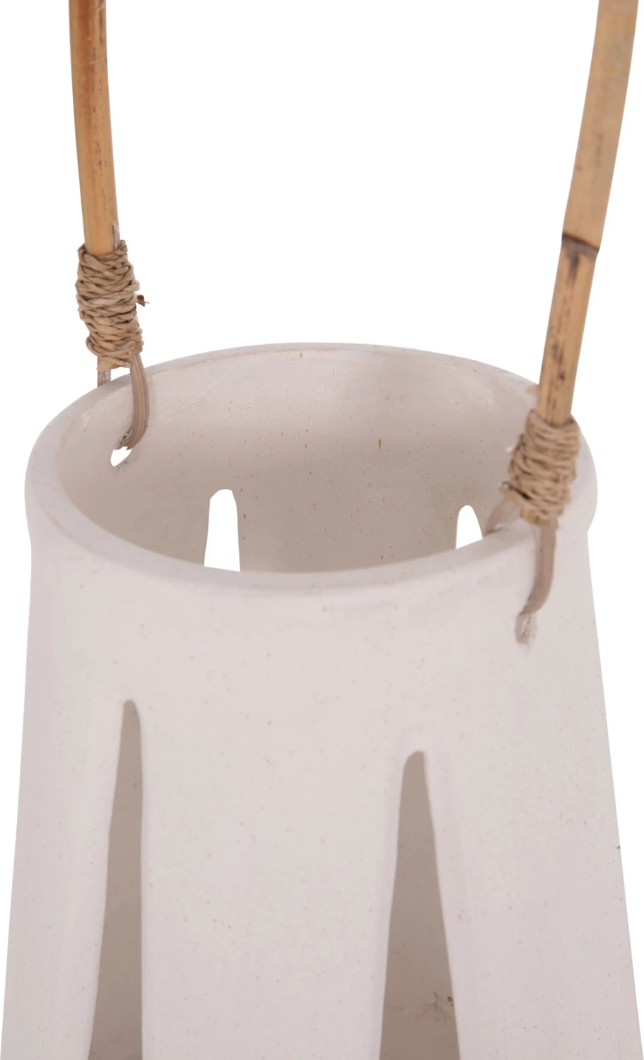 Llambë dekorative tavoline, fibër-cement e bardhë, dorezë ratan, ERANTYL FH4696.02L, 17x27cm