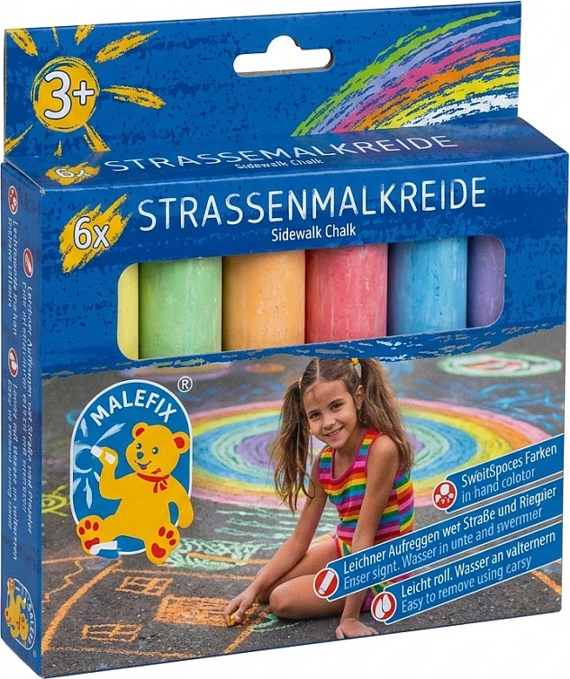 Kreda rrugore PUSTEFIX MALEFIX, Jumbo 6 copë, shumëngjyrëshe