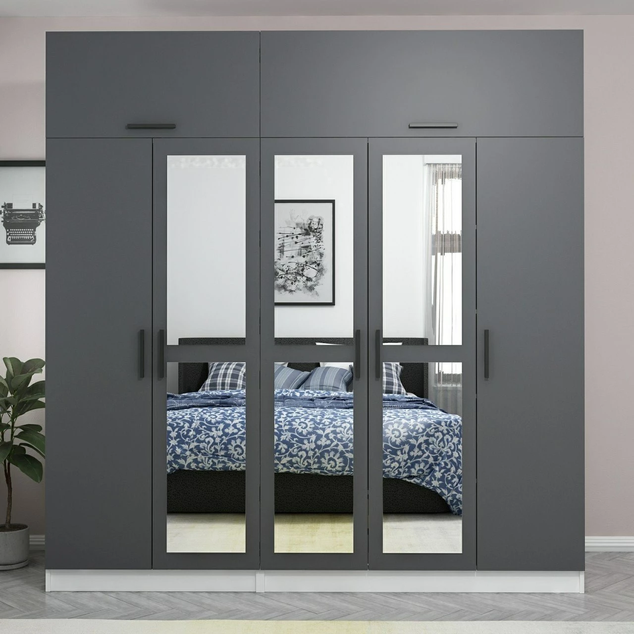 Dollap garderobe Skye Decor, ngjyrë antracit, Kale - 5158