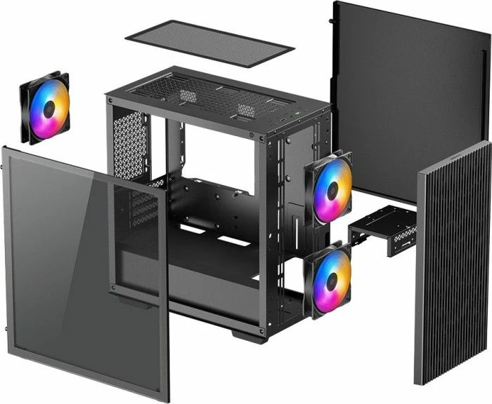Kasë Deepcool MATREXX 40 3FS ARGB (DP-MATX-MATREXX40-3F) Micro-ATX Mini Tower, 3 ventilatorë 120 mm, xham i temperuar, e zezë