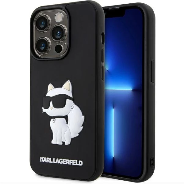 Mbështjellës Karl Lagerfeld KLHCP14L3DRKHNK për iPhone 14 Pro 6.1", 3D Rubber Choupette, i zi