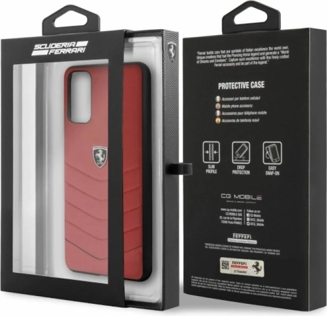 Kapak telefoni Ferrari Hardcase FEHQUHCS62RE Heritage për Samsung Galaxy S20 G980, i kuq