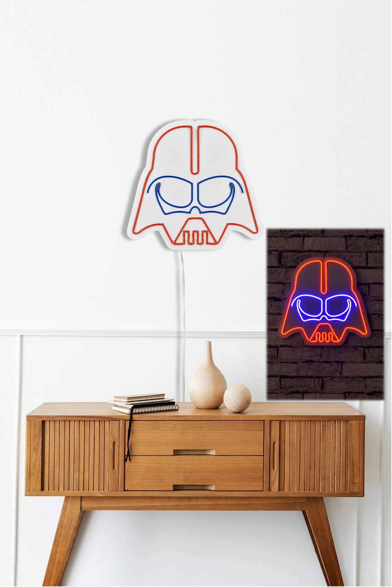 Dekor dritash LED plastike, Darth Vader, e kuqe dhe blu