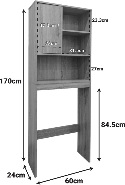 Dollap për lavanderi Tazien, ngjyrë e bardhë, 60x24x168.5cm