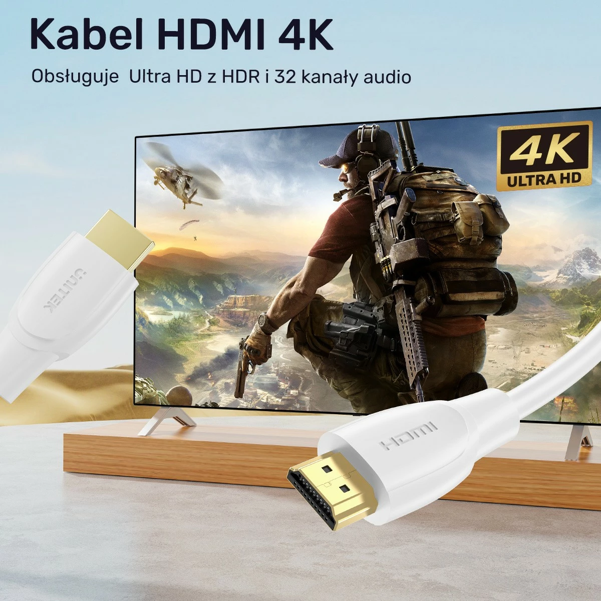 Kabllo HDMI Unitek C11090AWH03-2M, 2m, 4K 60Hz, e bardhë