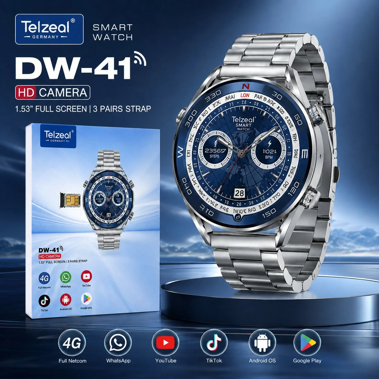 Orë Smart Telzeal DW-41 me ekran HD dhe modalitete sportive