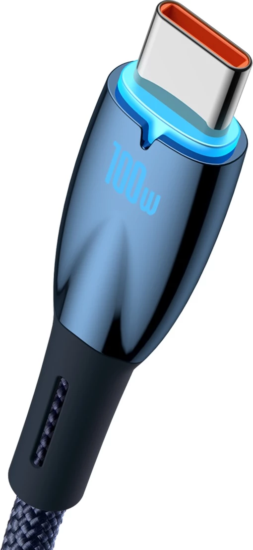 Kabllo karikimi i shpejtë Baseus Glimmer Series, USB-A në USB-C, 1m, 100W, Blu