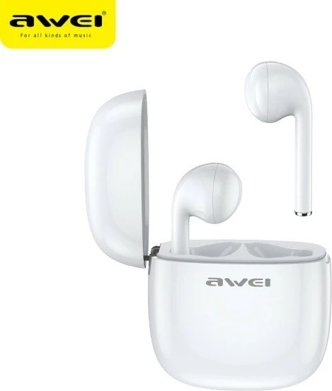Kufje Bluetooth AWEI T28 TWS me stacion karikimi, të bardha