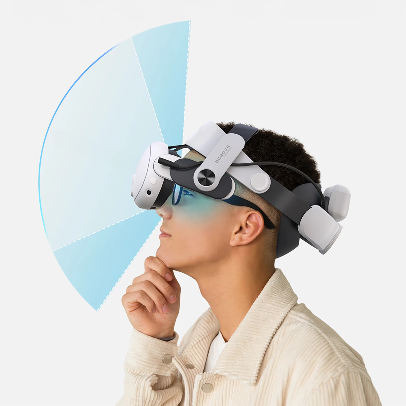 Rrip mbështetës për VR BoboVR M3 Pro me bateri BoboVR B2 5200 mAh për Meta Quest 3, bardhë/zi