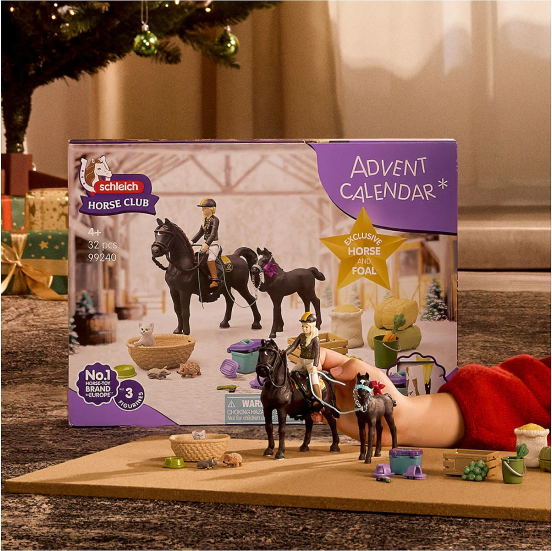Kalendar adventi lodrash Schleich Horse Club 2026 Winter Wonderland Ausritt, set figurash kuajsh