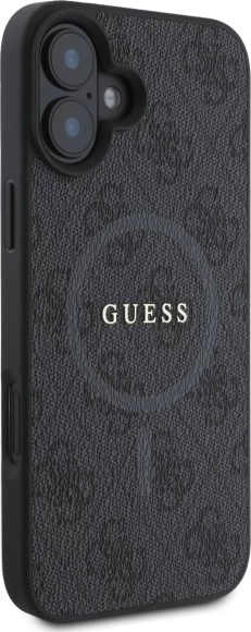 Mbështjellës Guess 4G Ring Classic Logo MagSafe për iPhone 16, e zezë