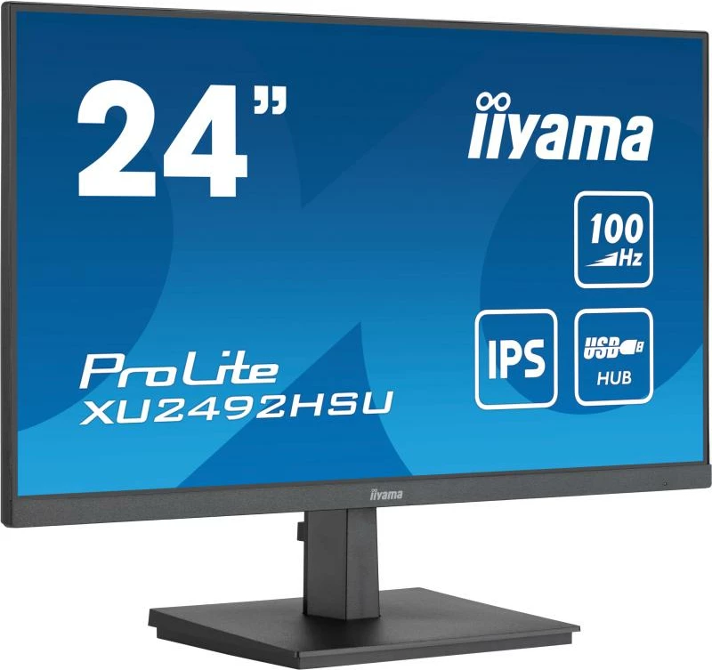 Monitor, iiyama, ProLite XU2492HSU-B6, 24" IPS 100Hz AdaptiveSync, HDMI/DisplayPort USB 3.2 hub altoparlantë, e zezë