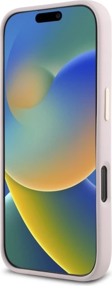 Mbështjellës Guess Silicone Logo Strass 4G për iPhone 16 Pro Max, rozë e çelët
