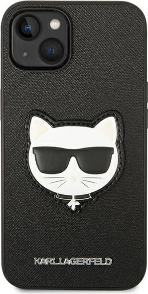 Mbështjellës Karl Lagerfeld KLHCP14MSAPCHK për iPhone 14 Plus 6.7", Saffiano Choupette Head Patch, i zi