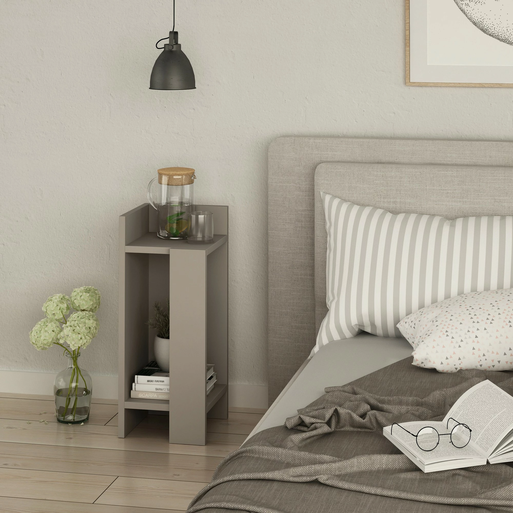 Komodinë anësore majtas Skye Decor, Elos, ngjyrë mocha e çelët