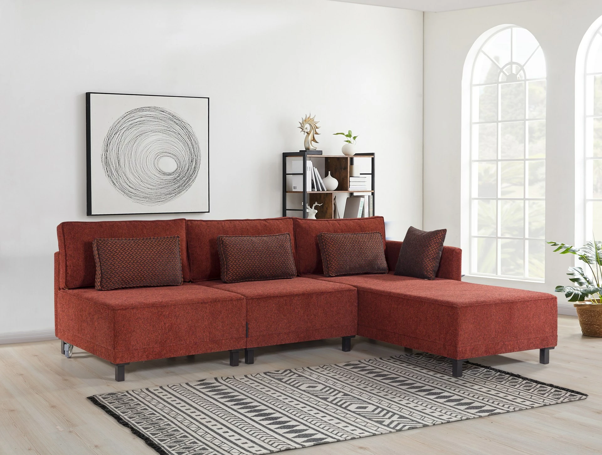 Kënd divan-krevat Atelier del Sofa, Matris, kënd i djathtë, ngjyrë e kuqe Claret