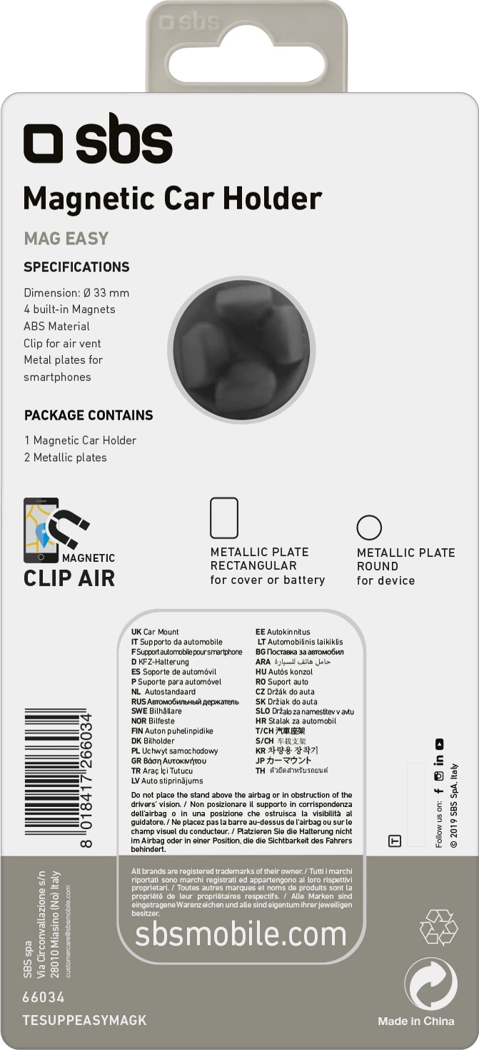 Mbështjellës magnetik për celular SBS TESUPPEASYMAGK, për ventilator të ajrit, i zi