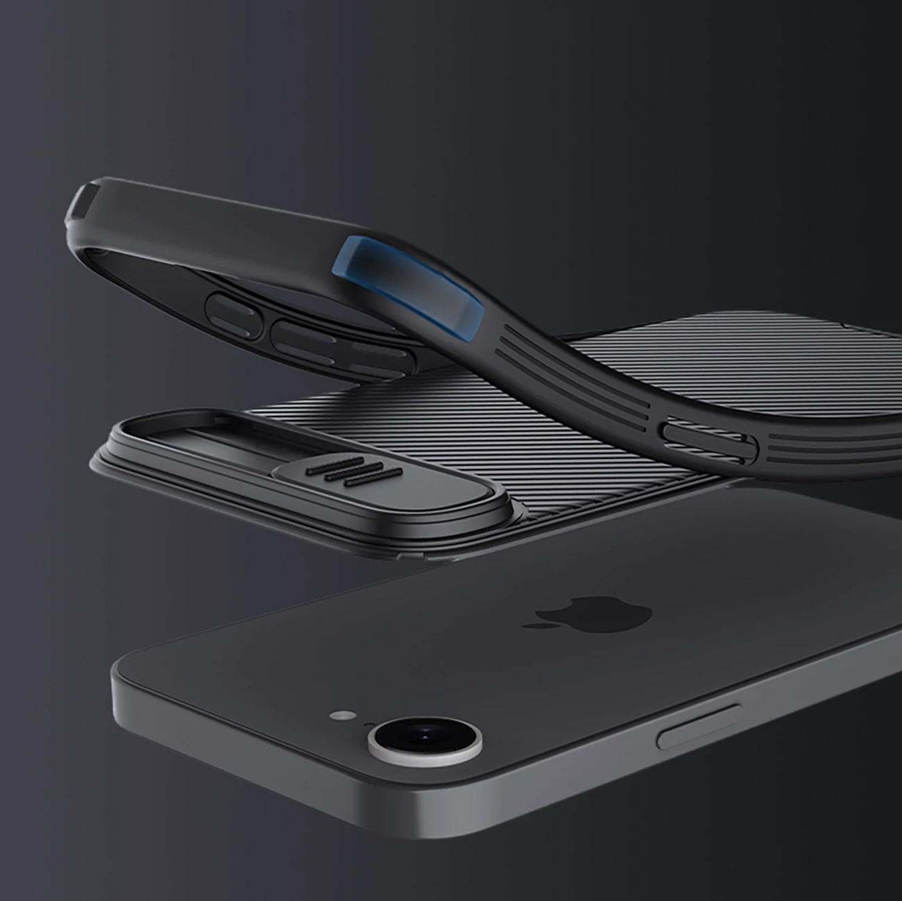 Mbështjellës Nillkin CamShield Pro Magnetic për iPhone 16e, i zi