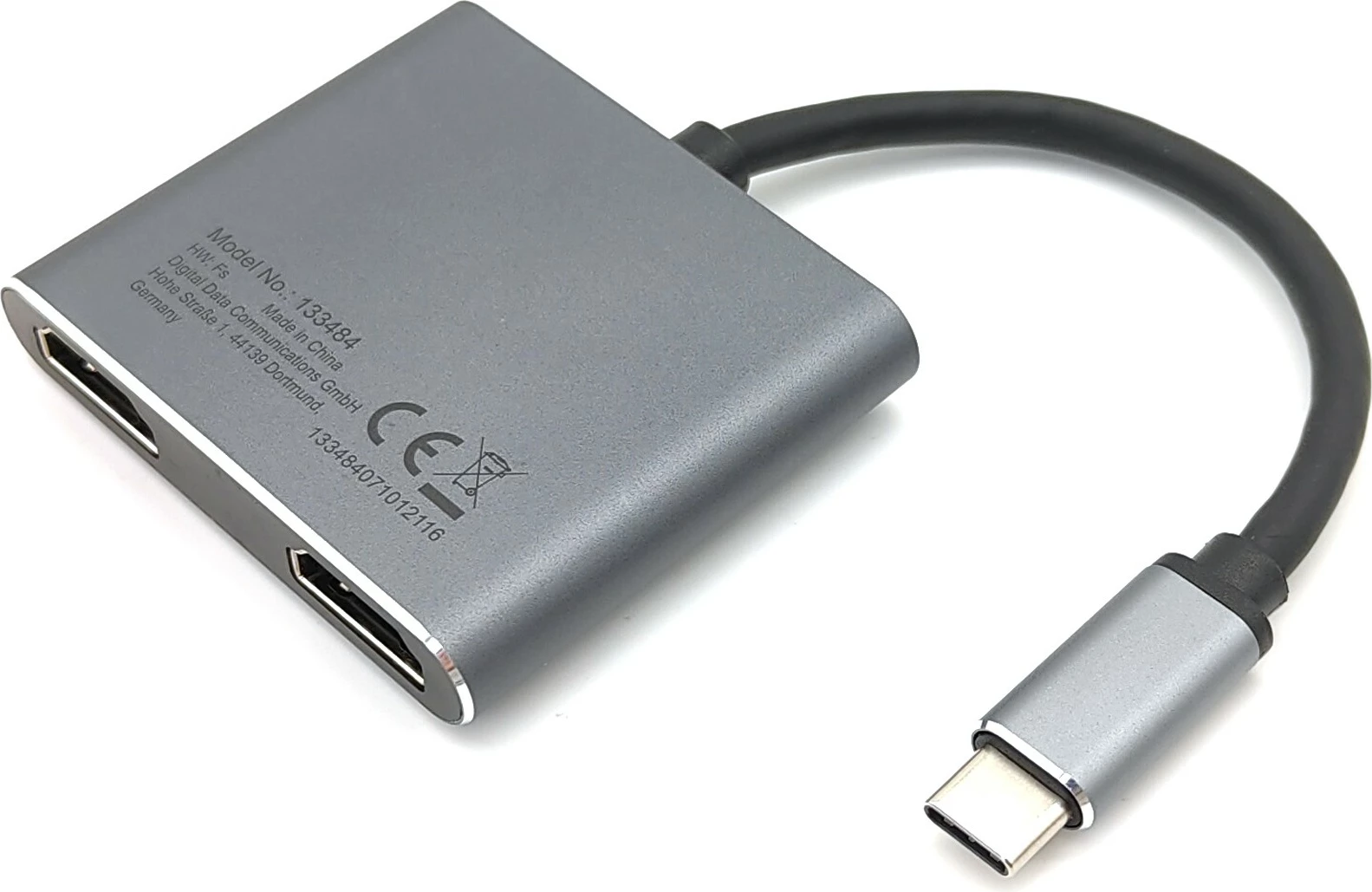 Adapter USB-C 4-në-1 Dual HDMI Equip, 4K Ultra HD, alumini, argjendtë