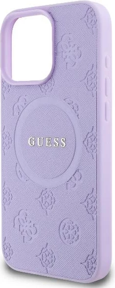Mbështjellës Guess Saffiano Peony Classic Logo MagSafe për iPhone 16 Pro Max, Vjollcë