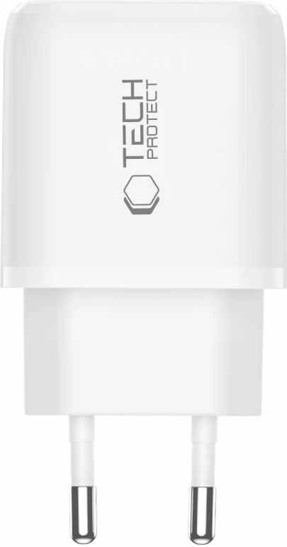 Karikues muri Tech-Protect NCA45W-GAN 45W, 2 porta USB-C/USB-A, GaN, PD 3.0 & QC 3.0, i bardhë, 1 copë