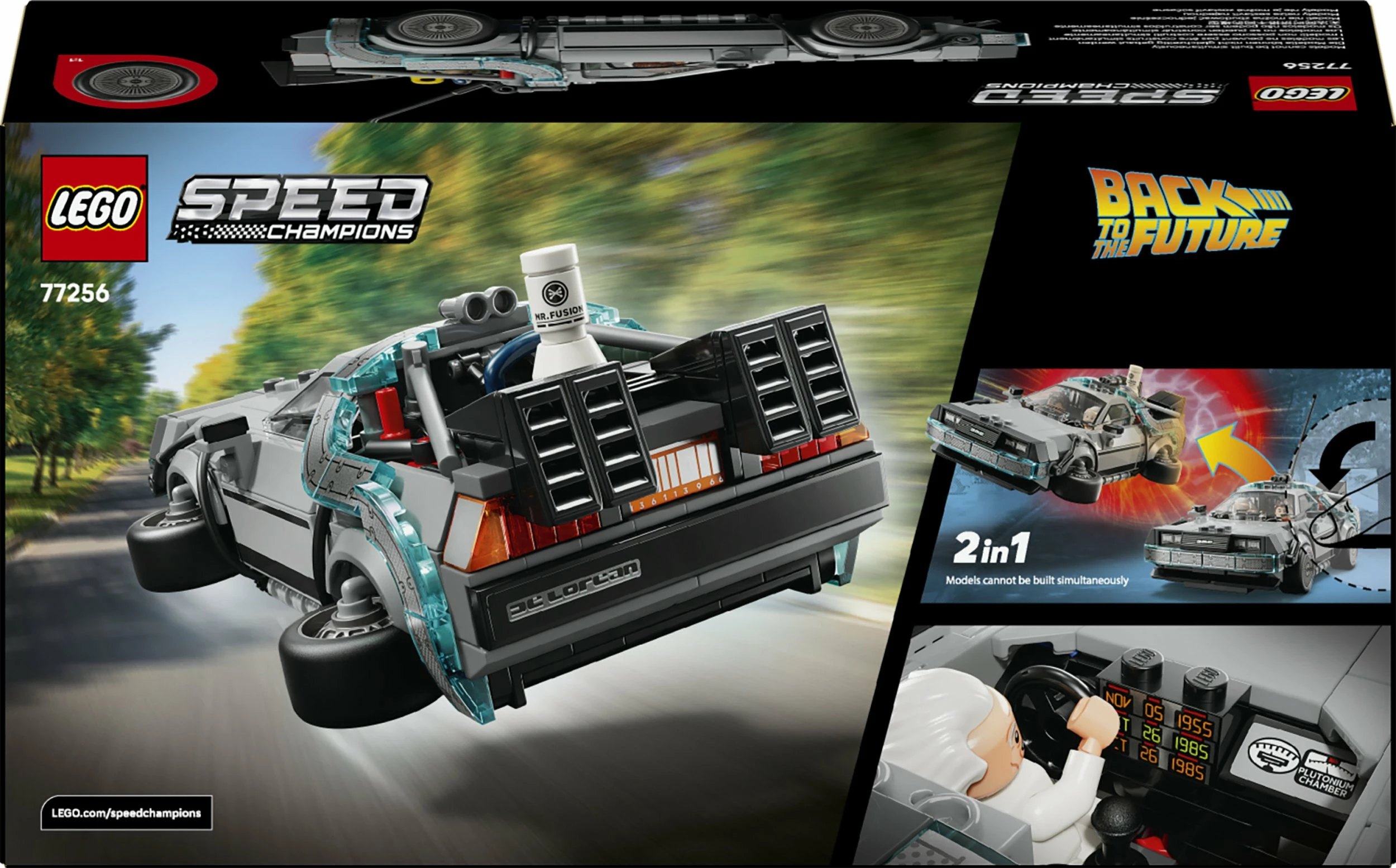 Set ndërtimi LEGO Speed Champions Time Machine Back to the Future 77256, 357 copë, 2 minifigura, 9+