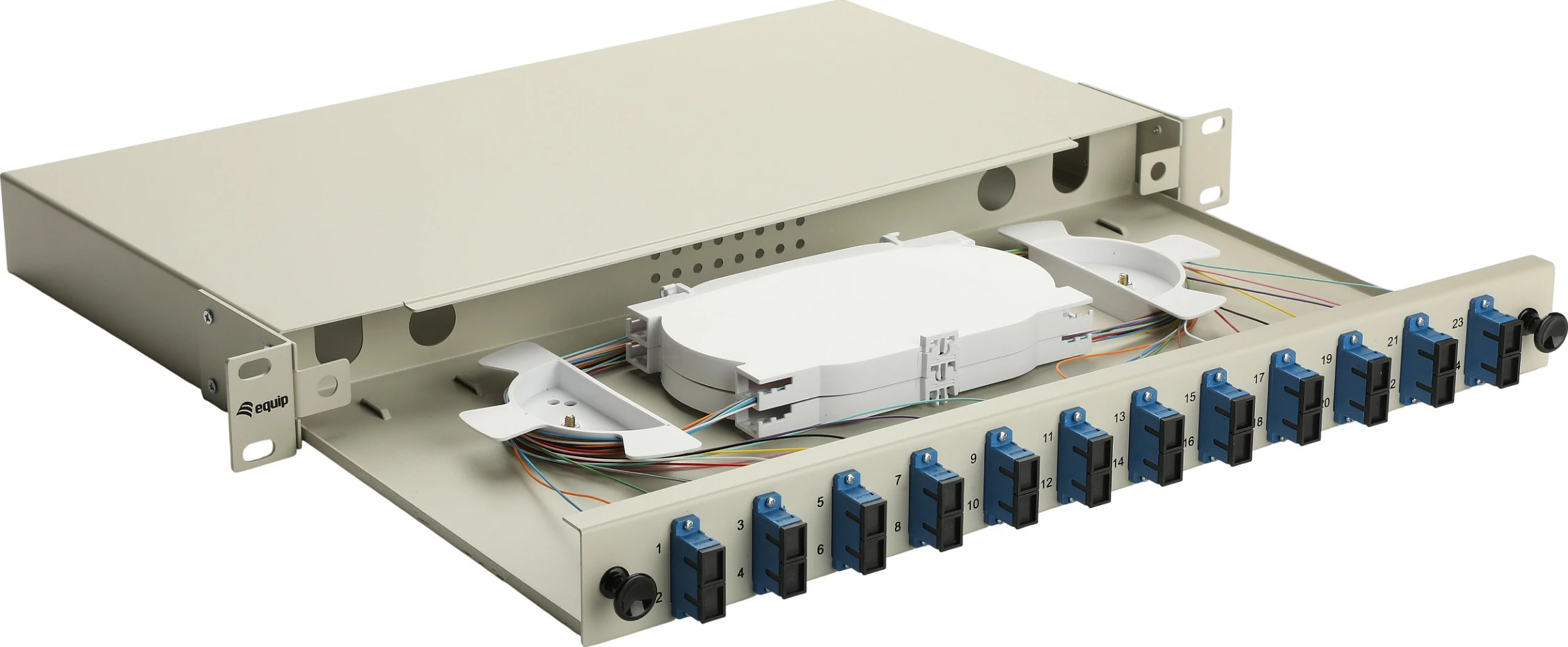 Panel fibër optike EQUIP 337301, 12-port SC Duplex, OS2, 1U Rack, Gri