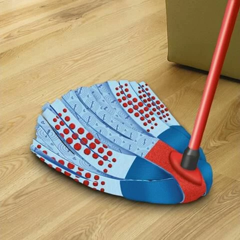 Zëvendësues për mop Vileda SuperMocio 3Action Velour 137477, mikrofibër me shirita veluri, blu
