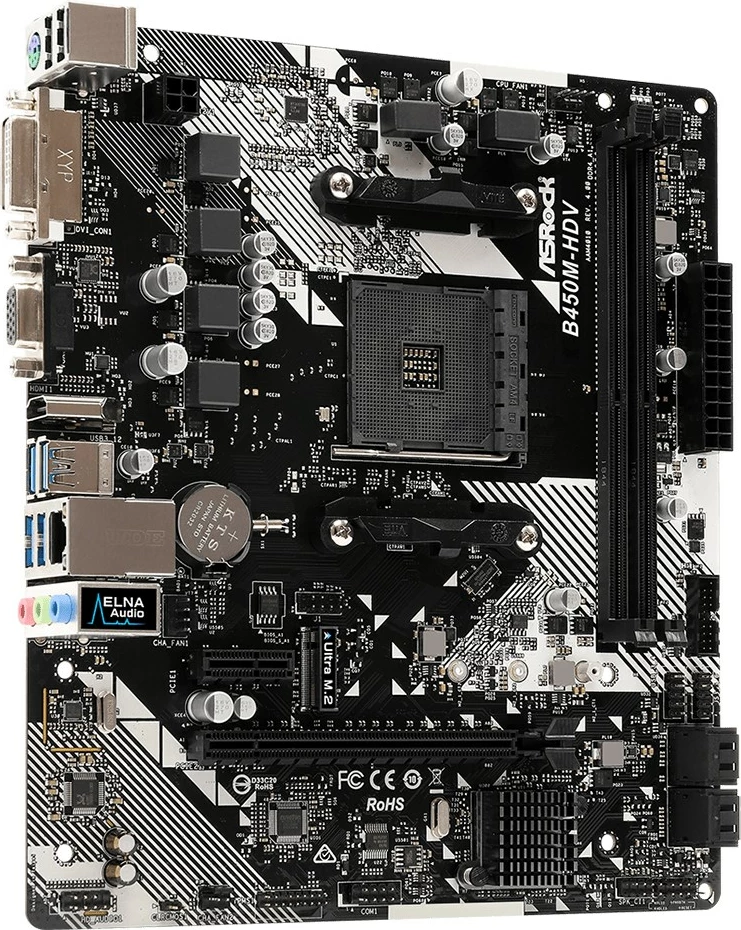 Pllakë amë Asrock B450M-HDV, AM4 micro ATX