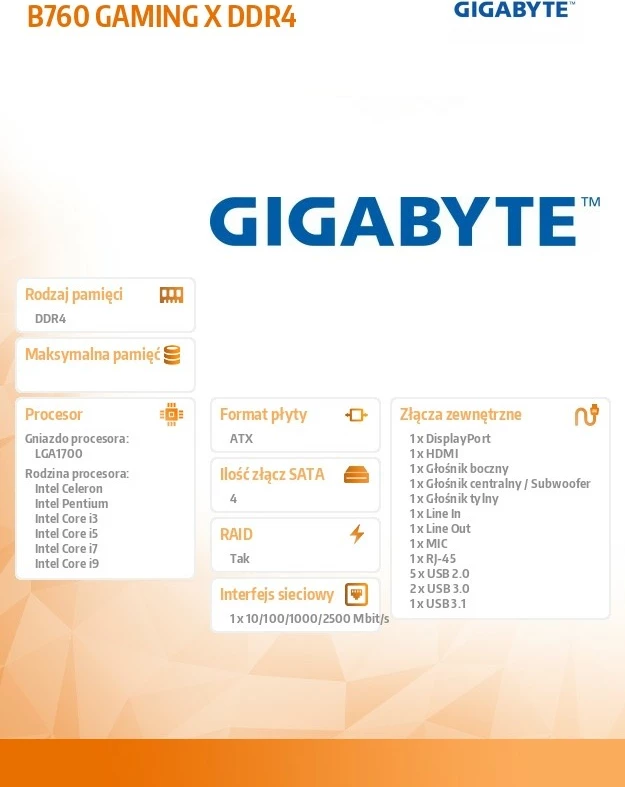 Pllakë amë Gigabyte B760 GAMING X DDR4, ATX, Socket LGA1700
