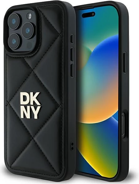 Mbështjellës DKNY Quilted Stack Logo për iPhone 16 Pro Max, i zi
