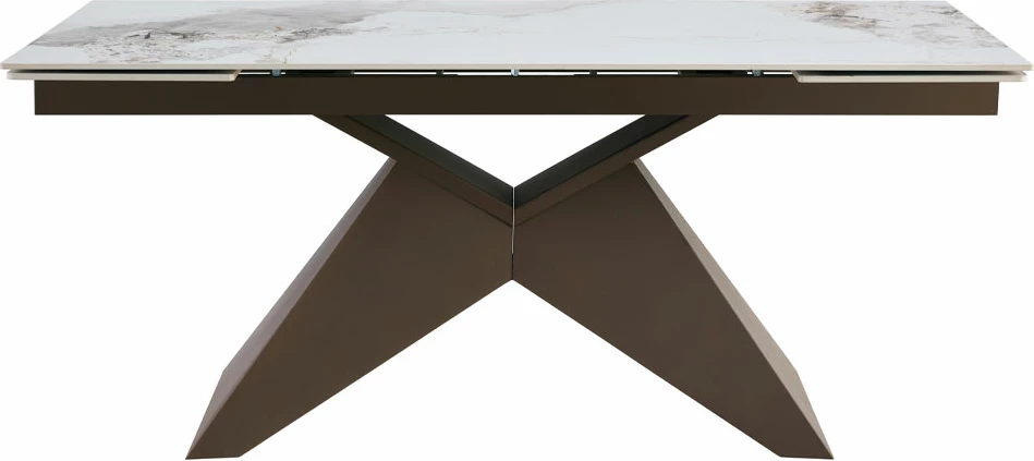 Tavolinë zgjatëse Marron, e bardhë me motiv mermeri, 180x90x75cm