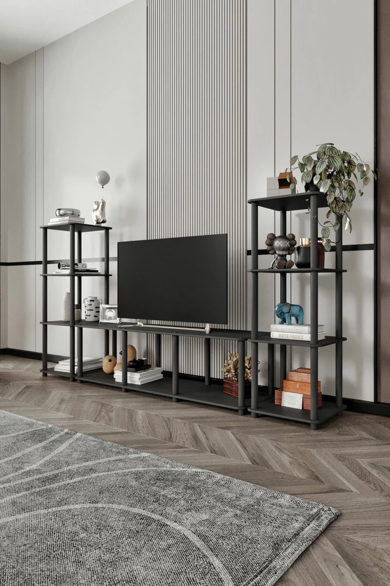 Komodë TV Skye Decor, e madhe, ngjyrë e zezë