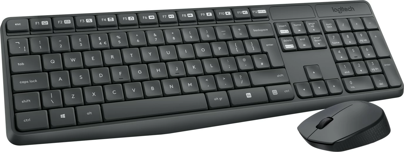 Komplet tastierë dhe maus Logitech MK235, Wireless, USB, QWERTY, Gri