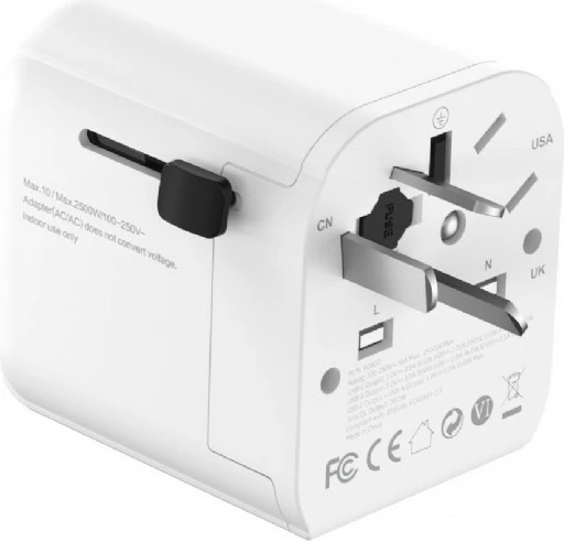 adapter udhëtimi me tokëzim, Gembird, TPA-EU1A1C20-01-W, 20W GaN, USB-C PD + USB-A QC, prizë Schuko, e bardhë