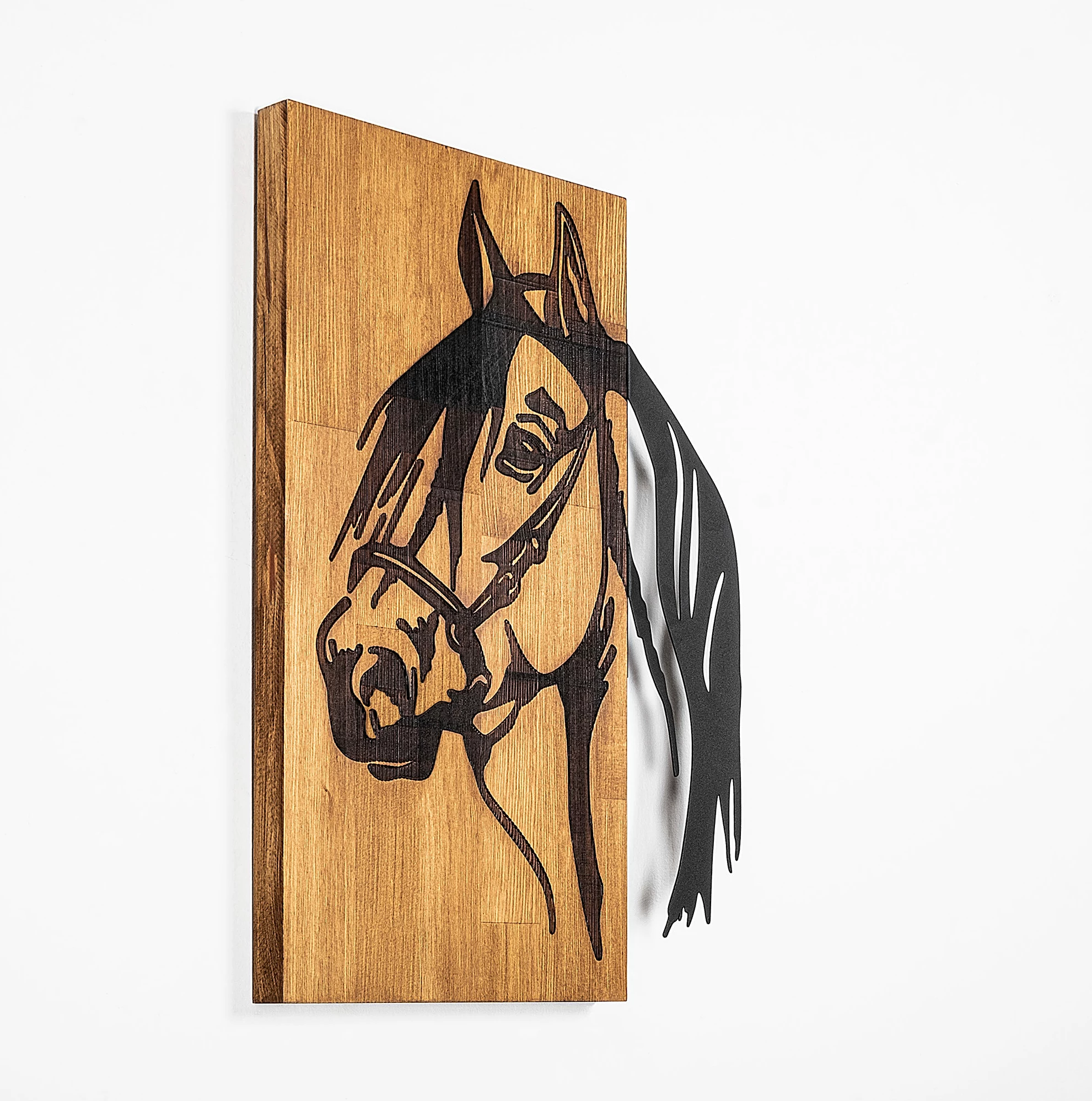 Aksesor dekorativ muri, dru dhe metal, dizajn kali, Wallity, 40x3x58cm